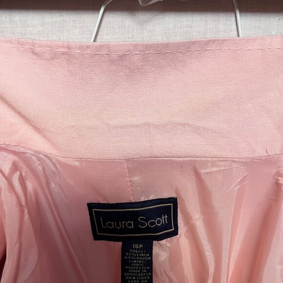 Laura Scott Tailored Pink Linen Blend 2-Piece Pant Suit Career Office 16P‎ READ - Picture 12 of 15